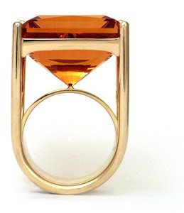 Artisan studio jewelry, citrine and gold ring