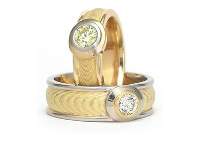 Diamond rings in yellow and white gold - Fine Jewelry Designs by Martinus