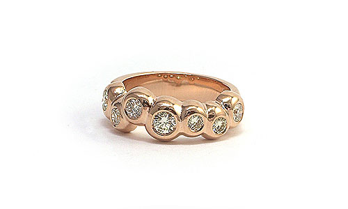 Barnacle Beach - woman's diamond ring rose gold handmade Martinus