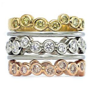 Jewelry Designs - Diamond Rings in yellow, white and rose gold - Martinus