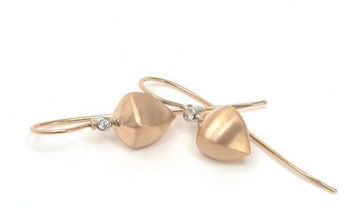 New Earring Style Shepherds Hooks rose and white gold 18 and 2 diamonds
