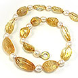 Honey and Silk - necklace with citrine pearls and yellow gold handmade Martinus