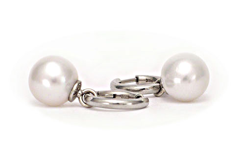 South Sea pearl hoops in 18k white gold