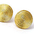 Maya Twirl matted spiral studs earrings in yellow gold
