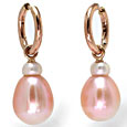 Hoop Earrings with pearls in 18k rose gold by Martinus