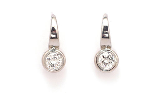 Short Spiral Shepherd Ear Hook earrings with diamonds in white gold