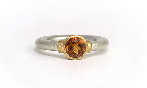 Sunset Drive - gemstone ring with citrine in yellow gold and silver handmade Martinus